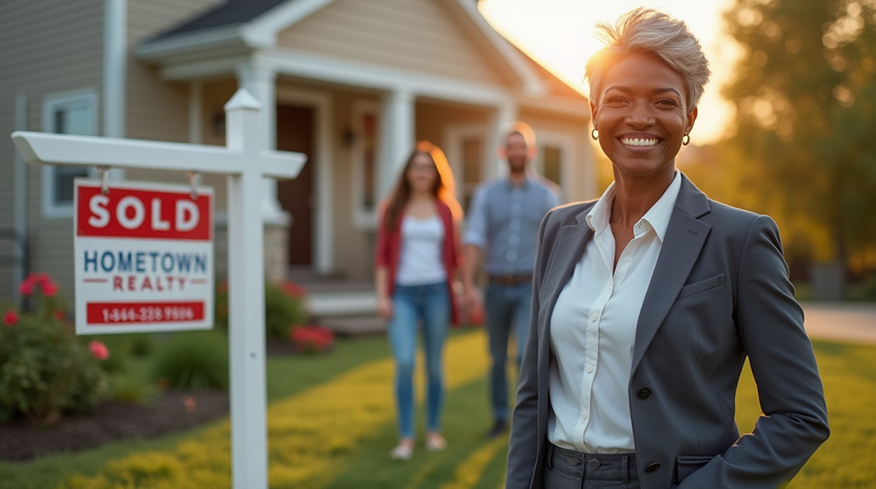 A lawncare professional speaking with a client